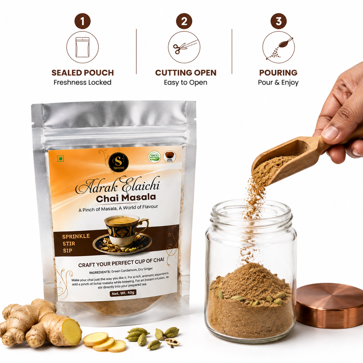 adrak elaichi chai masala refill pack