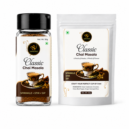 Classic Chai Masala Jar + Classic Refill Combo | 50g + 40g
