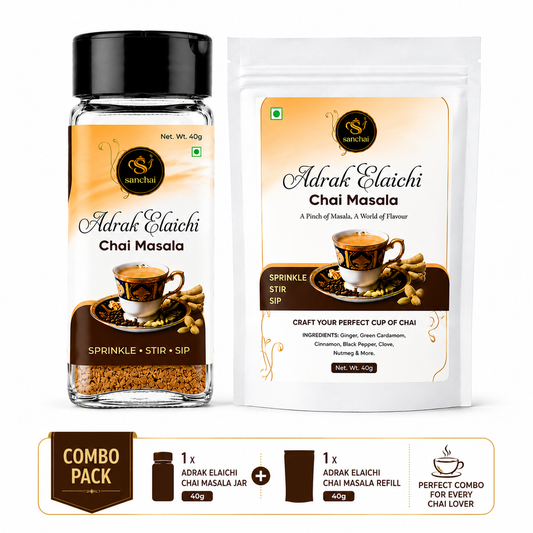 Sanchai Adrak Elaichi Chai Masala Jar + Refill Combo | 40g + 40g