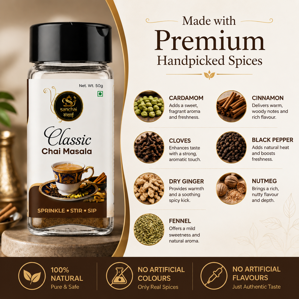 Classic Chai Masala 50g by The Sanchai – Premium Indian Tea Masala
