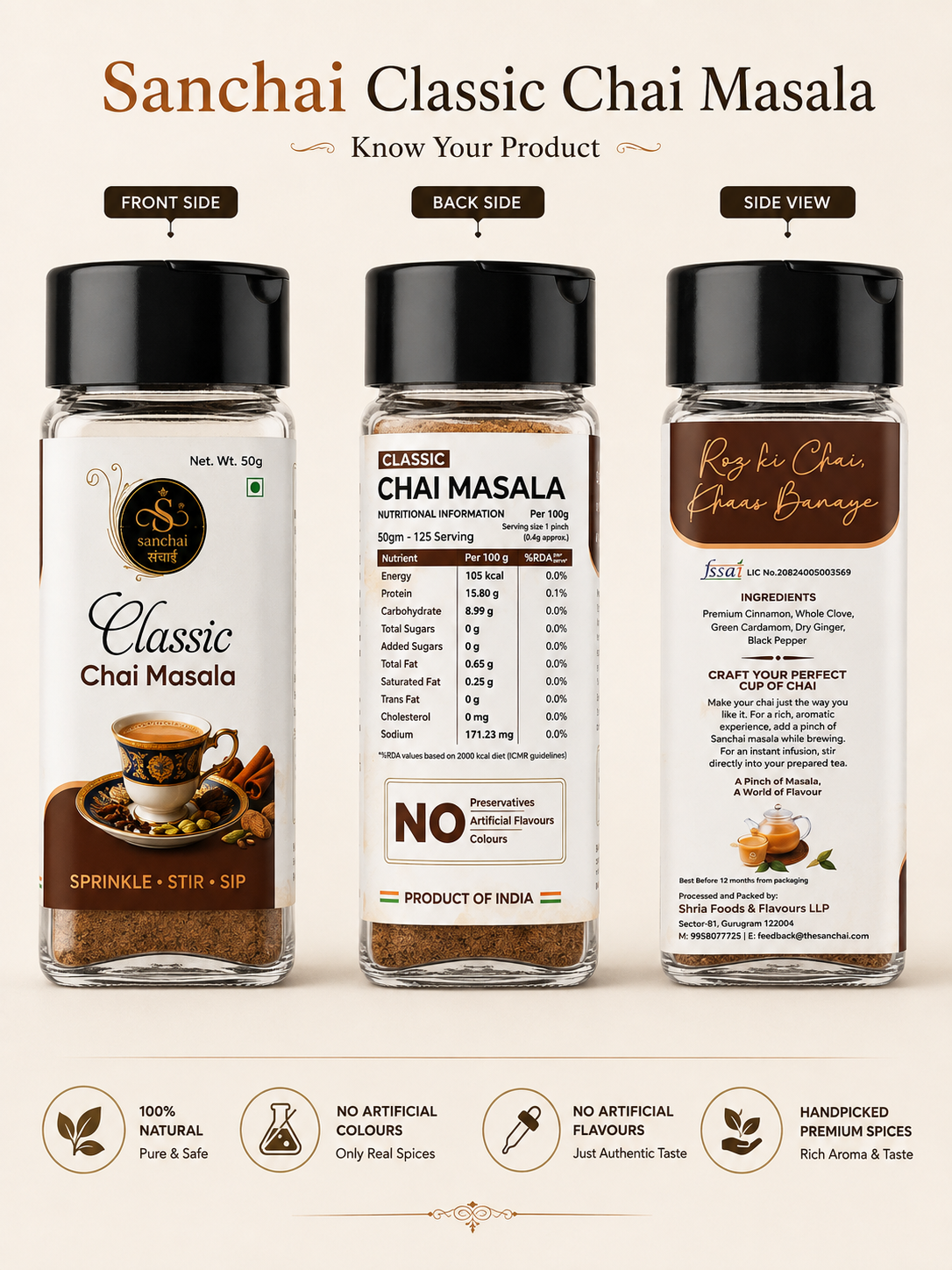 classic chai masala 50g by the sanchai – premium indian tea masala